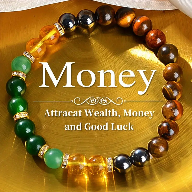 Fashionable Money Attraction Bracelet with Natural Stones