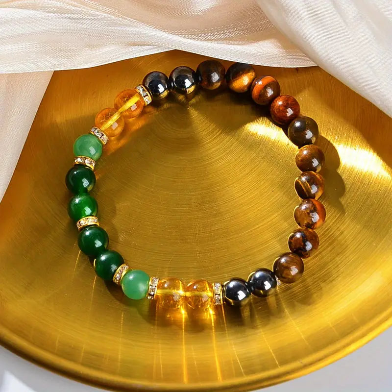 Fashionable Money Attraction Bracelet with Natural Stones