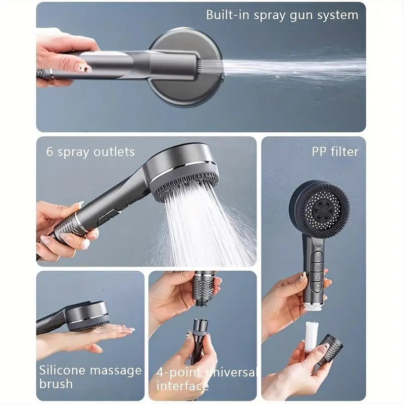 Prague Piano Key Design High-Pressure Shower Head, Non-Electric Filter Spray