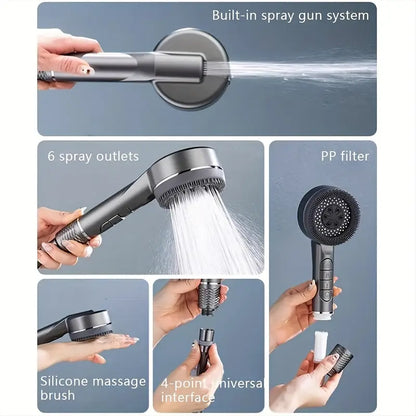 Prague Piano Key Design High-Pressure Shower Head, Non-Electric Filter Spray